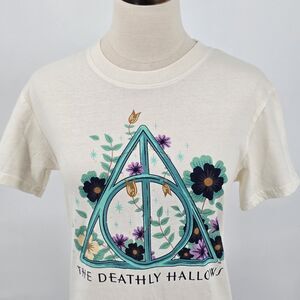 Wizarding World Harry Potter The Deathly Hallows T Shirt Women's S Floral